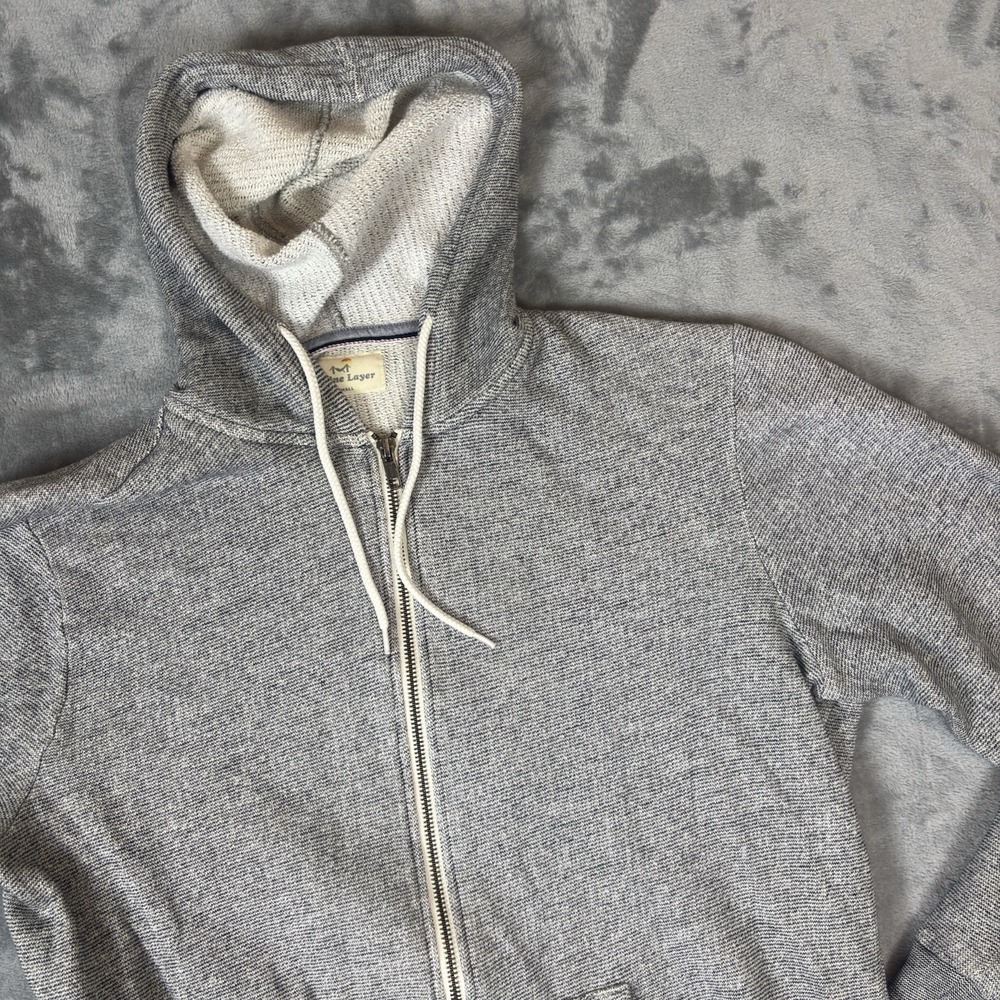Marine Layer Hoodie Full Zip Women S Gray Drawstring Pockets Love Me Tender